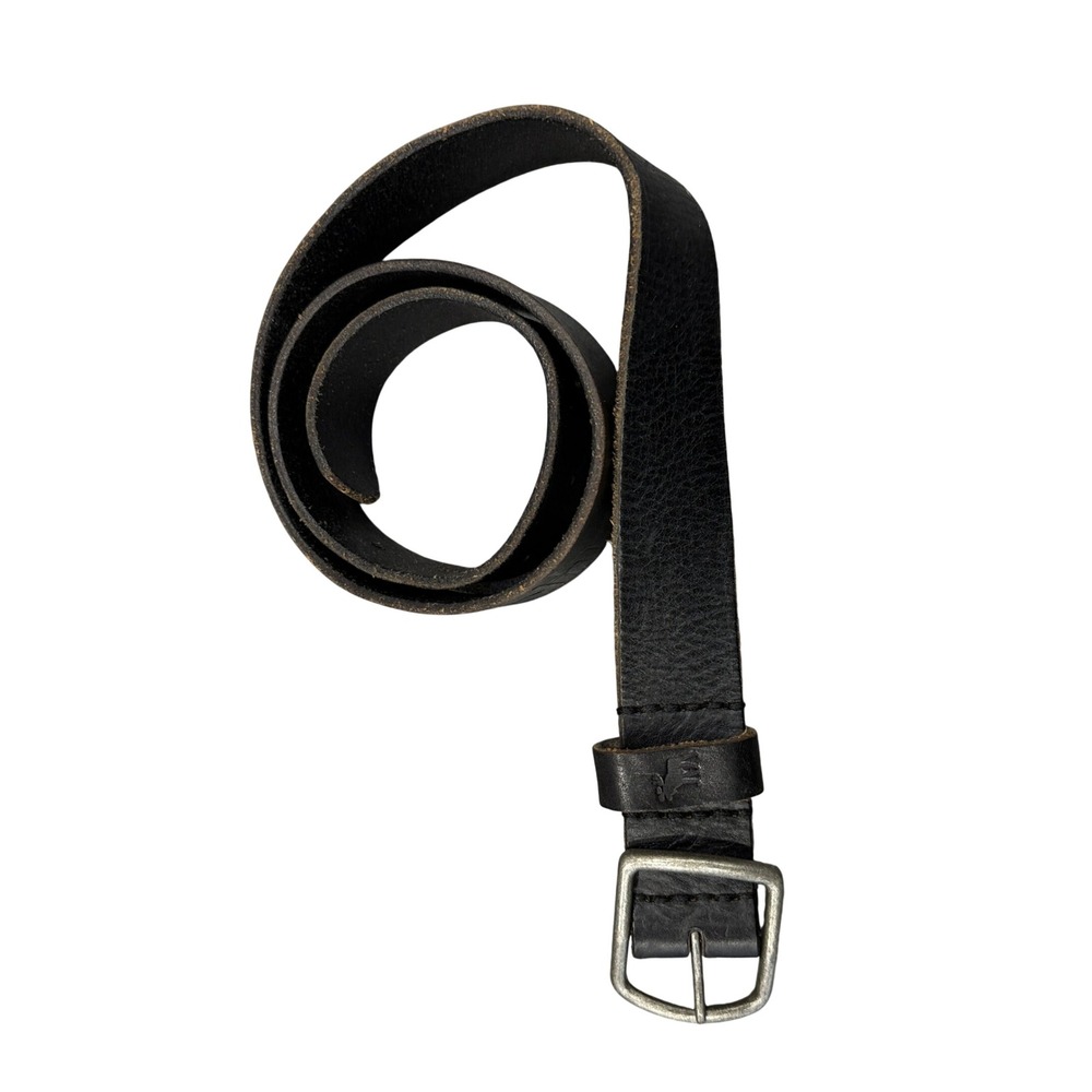Abercrombie & Fitch Leather Belt Mens 34 Black Embossed Logo Casual Rugged